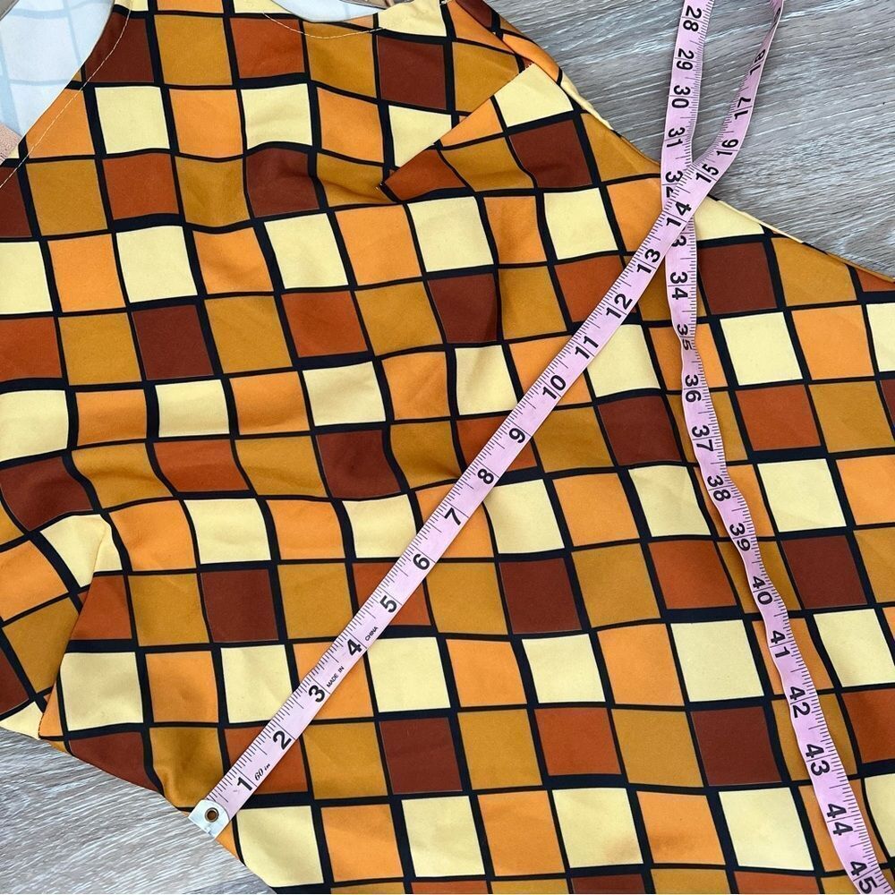 Vintage 90’s‎ does 70’s geometric diamond browns mini dress clueless spice girls - Picture 6 of 9
